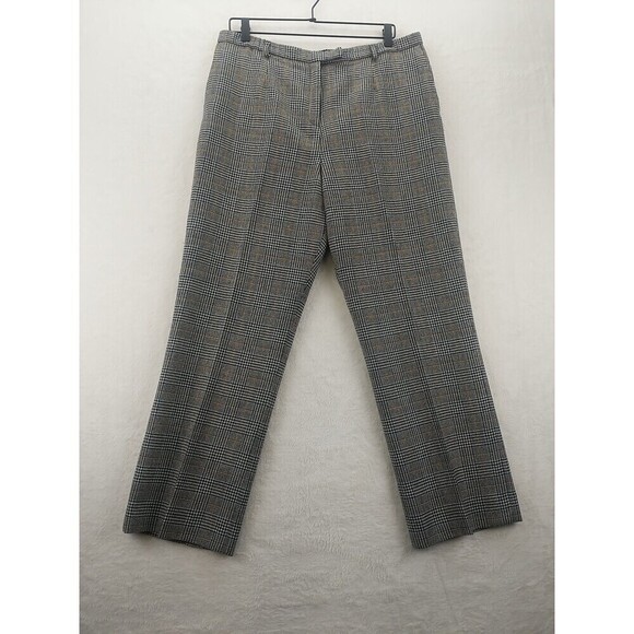 Pendleton Pants - Pendleton 100% Virgin Wool Womens Pants Sz 16 Black/White/Tan Plaid Made In USA